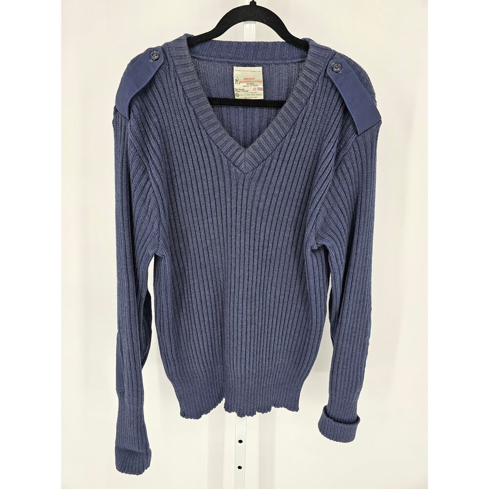 Brigade Quartermasters Sweater Mens 46 Blue Wool Knit Commando Military